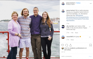 UNE president James D. Herbert is comfortable sharing about his family life on social media