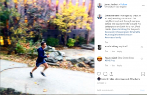 University of New England president Instagram post
