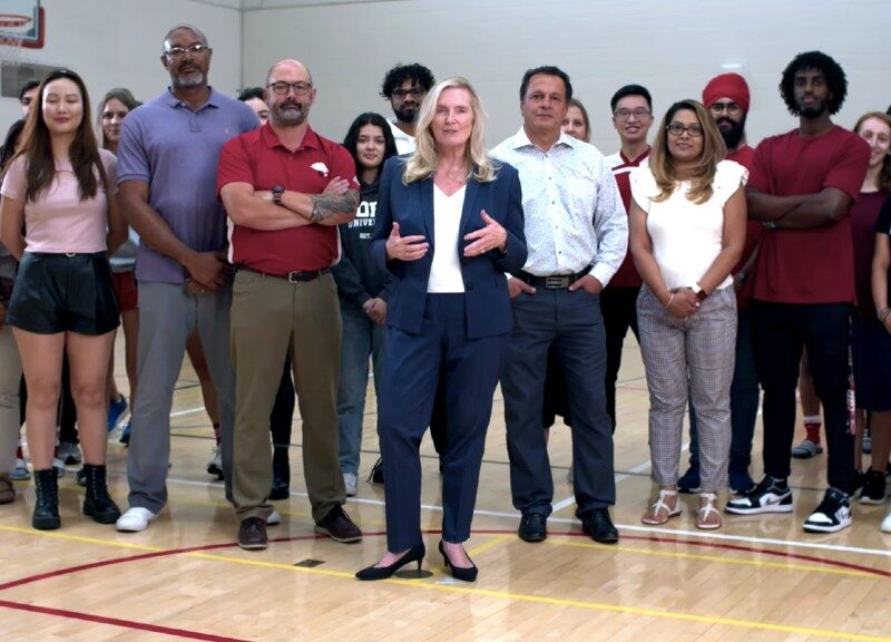 President Rhonda Lenton with students, faculty and staff in the 2022-23 President's Welcome Back video